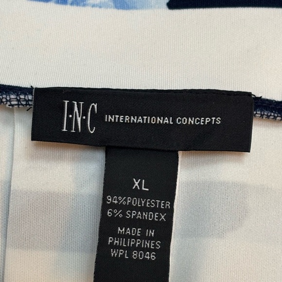 INC Blue Floral / Striped Knee-length Business Casual Circle Pleated Skirt Sz XL - Picture 5 of 8